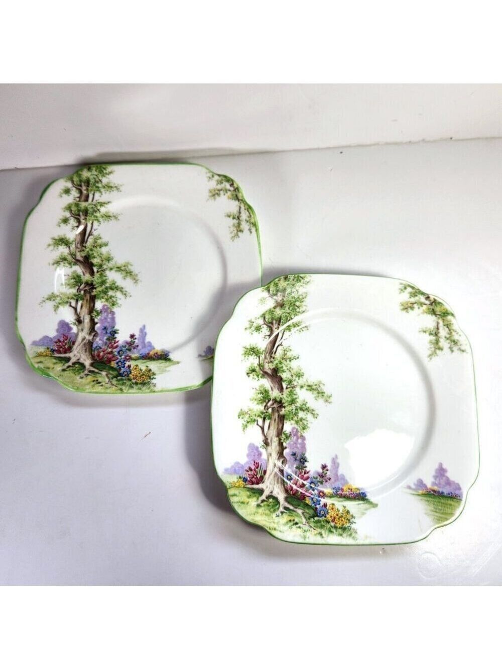 Royal Albert Greenwood Tree Bread & Butter Plates Set 2 6 7/8" No Wear V…
